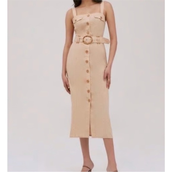 Finders Keepers Cream Sheath Midi Dress Sleeveless IN BLACK - EUC - XS - Picture 1 of 4